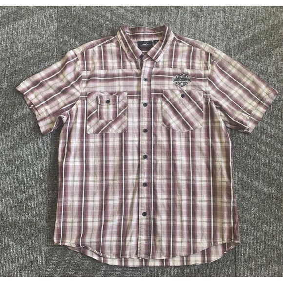 Harley-Davidson Other - Harley Davidson Shirt Men’s XL Short Sleeve Button Plaid Lightweight Embroidered